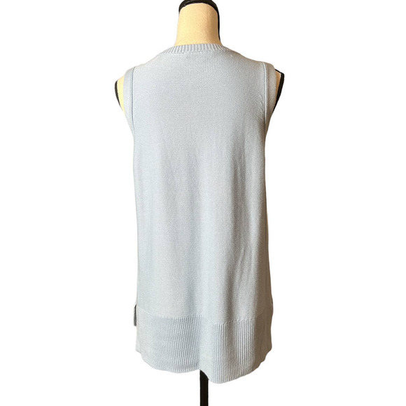 Joan Vass Long Sleeveless Sweater in Pale Blue with Tiny Silver Beads Size Large - Picture 3 of 6
